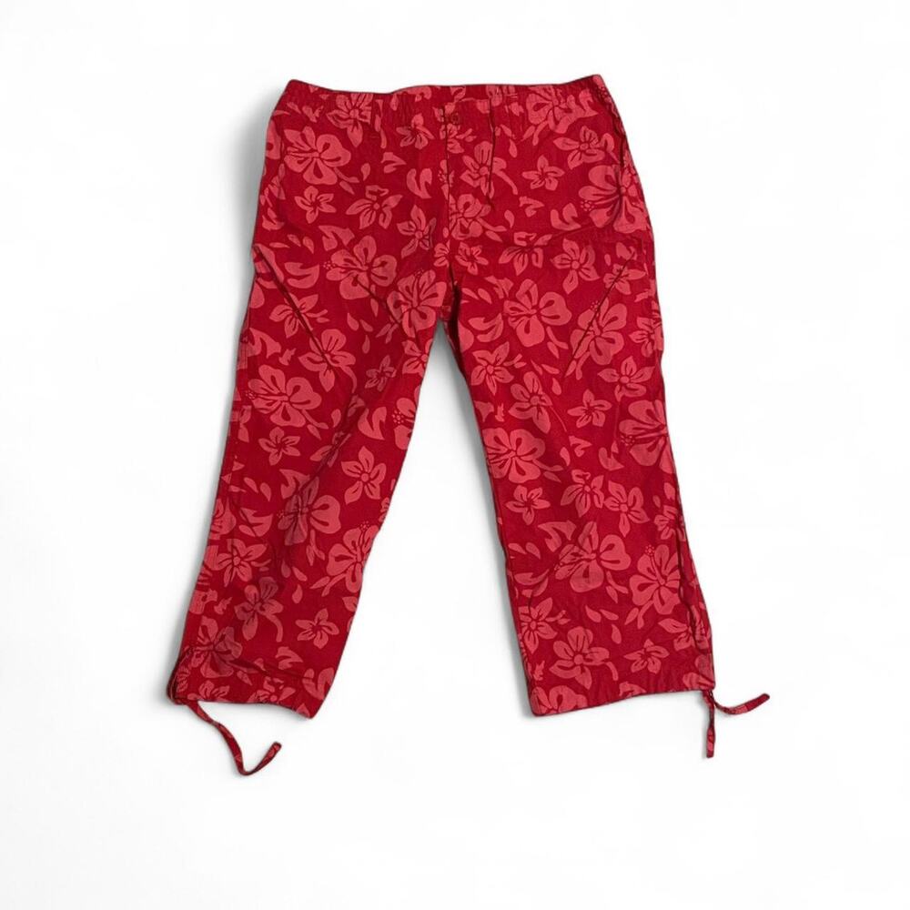 Y2K Hibiscus Print Capri Pants